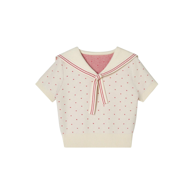 Heart Dot Sailor Knit Top