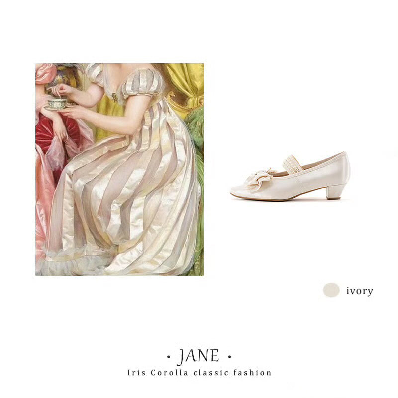 Satin Ribbon Low Heel Pumps - Ivory[2025年7月上旬-8月上旬発送予定]