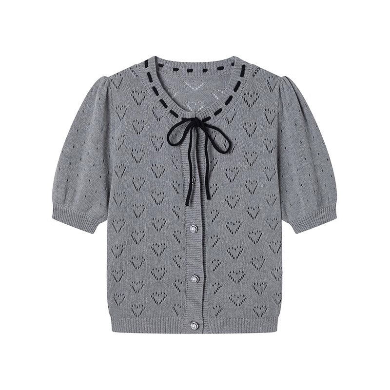 Heart Openwork Knit Top