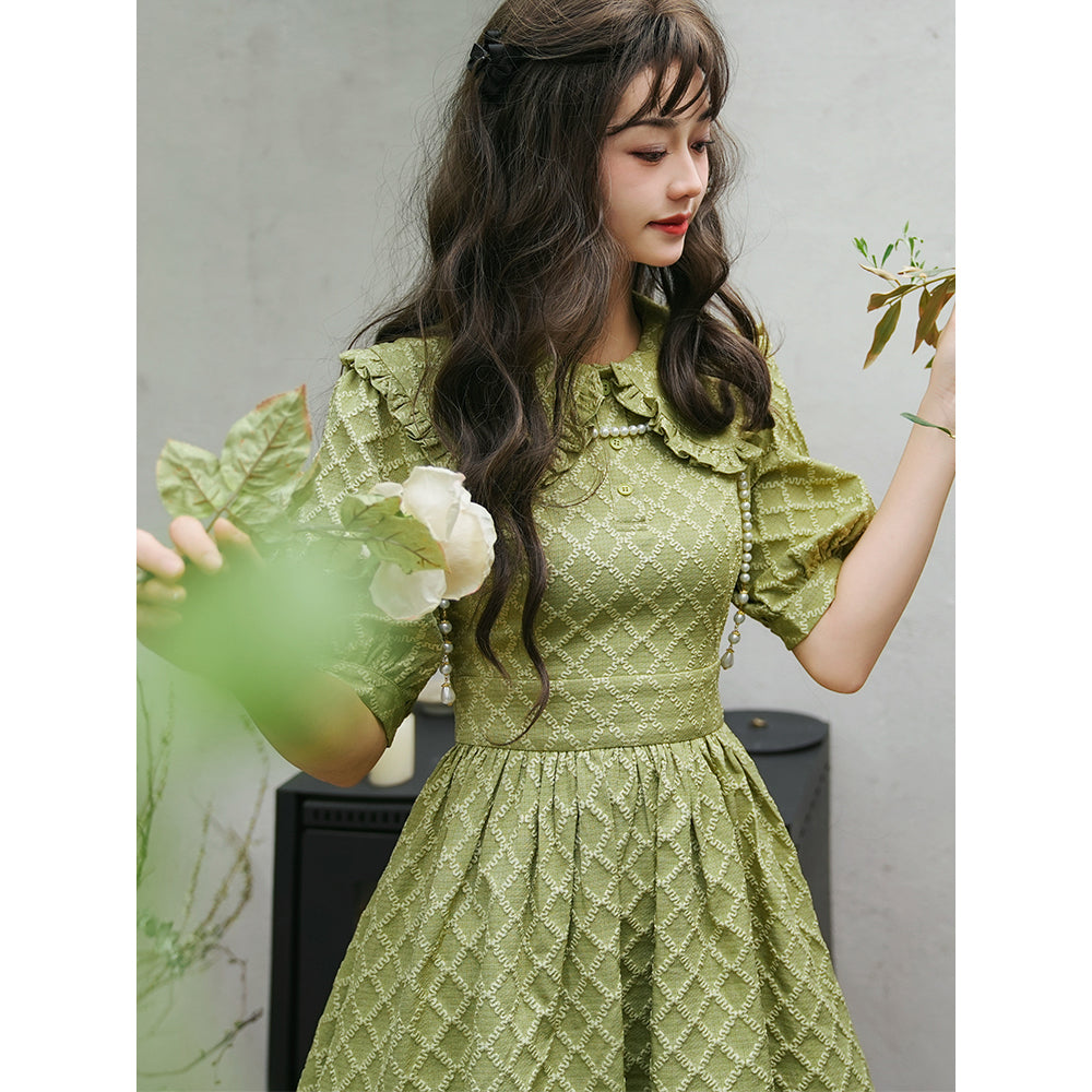 Mademoiselle NON NON リゾート柄 レトロ 麻 ワンピース Mademoiselle NON NON / マドモアゼルノンノン ワンピース