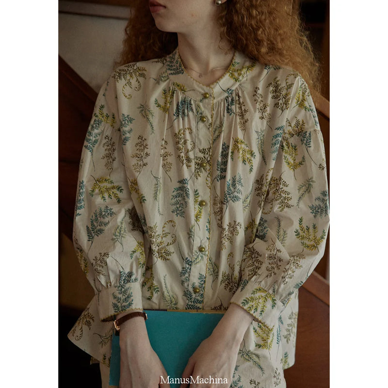 Flower Embroidery French Retro Blouse