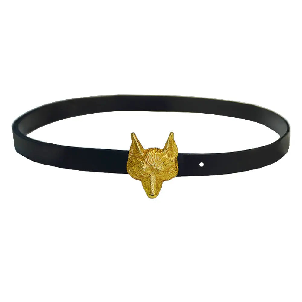 Leather belt with gold fox clasp – ManusMachina