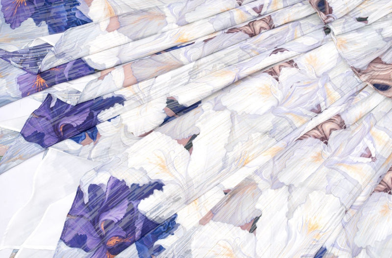 本紫と孔雀青の菖蒲柄アシンメトリースカート[2023年12月下旬-2024年1月上旬発送予定]