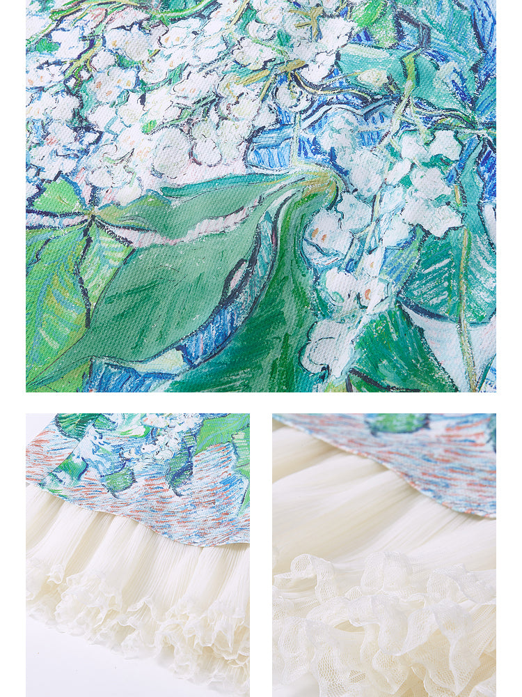 花咲くマロニエの枝のロングスカート