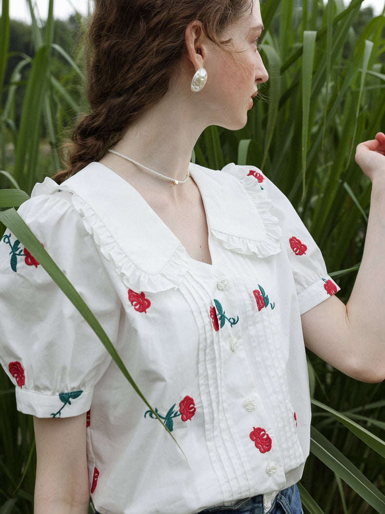 Maiden camellia flower color blouse