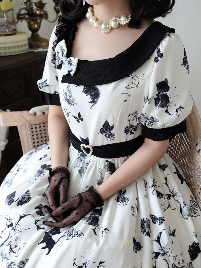 Celadon bouquet embroidery classical dress [Planned to be shipped from late May to early June 2023]