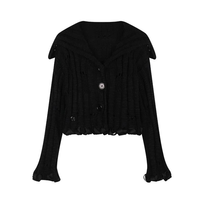 Pitch black loose short length sweater
