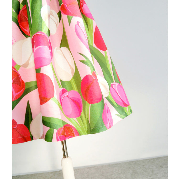 Harukasumi Plant Print Hepburn Skirt