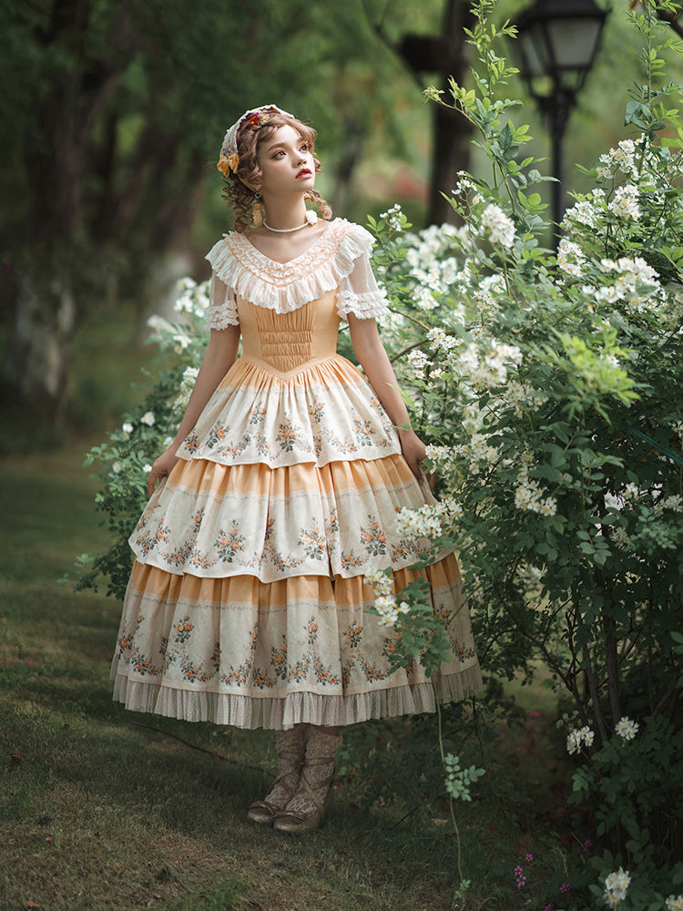 Celadon bouquet embroidery classical dress [Planned to be shipped from late May to early June 2023]
