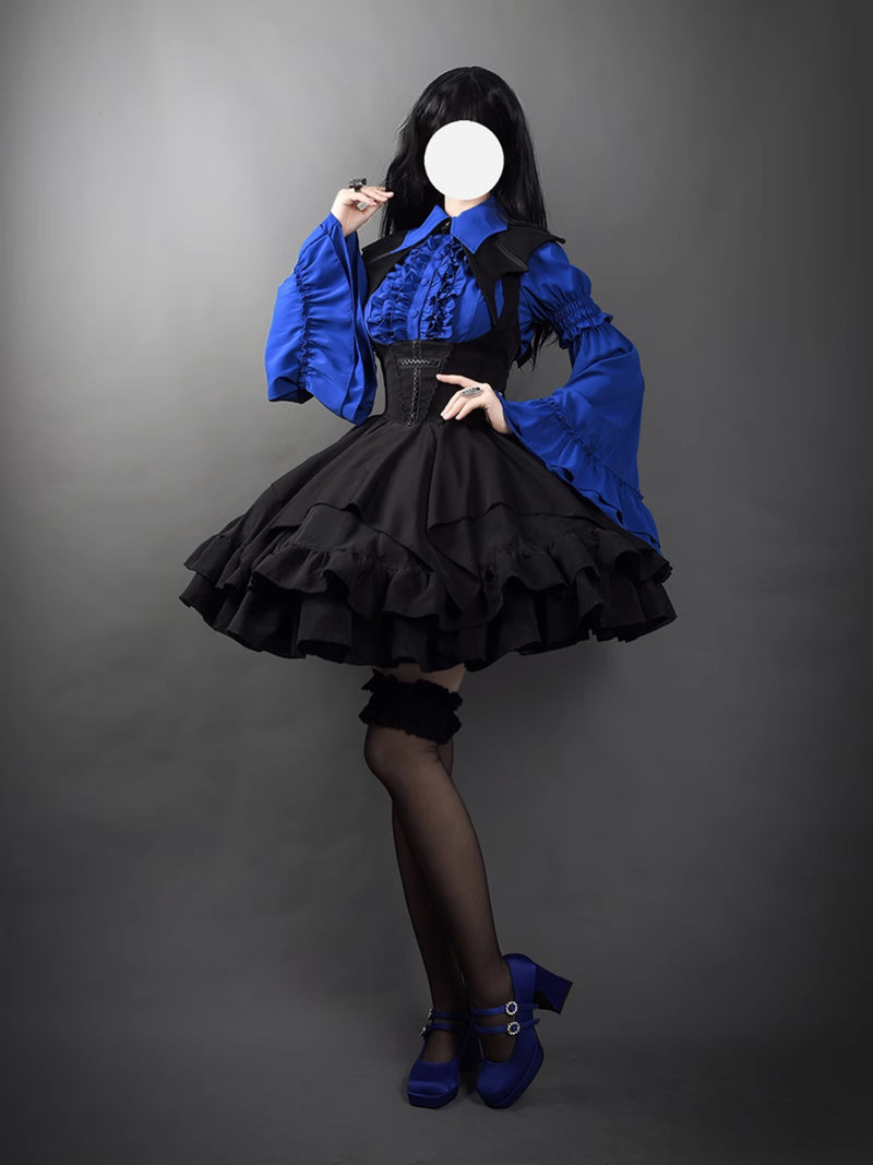 黒のお嬢様の編み上げジャンパースカートとゴシックブラウス[2024年2月