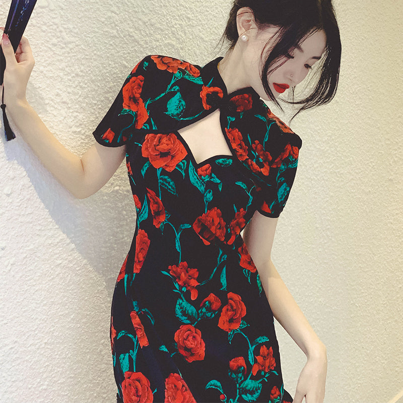 Crimson Lady's Retro Dress