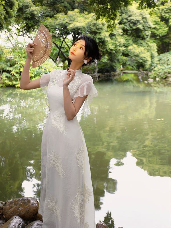 Sumi-e botanical pattern China dress