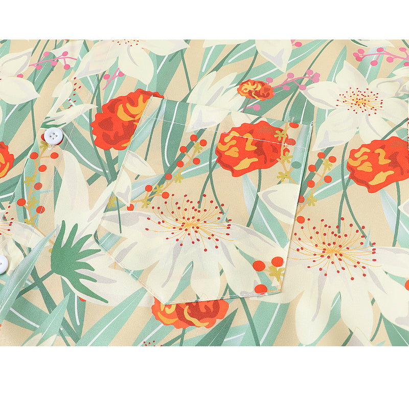百合の花の日本画シャツ