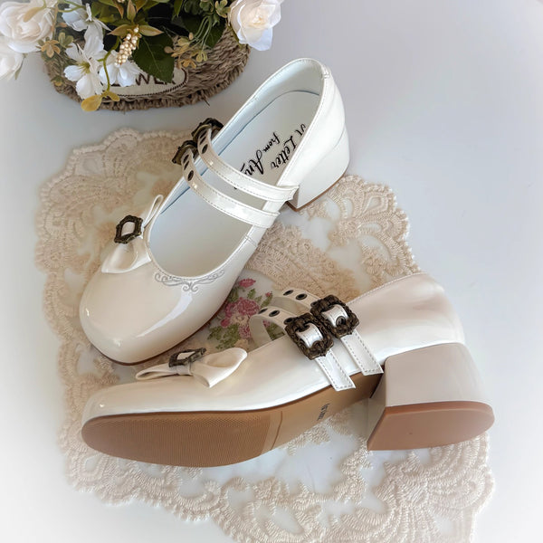 Ribbon Classical Mary Jane Shoes - Ivory[2026年3月上旬-3月下旬発送予定]