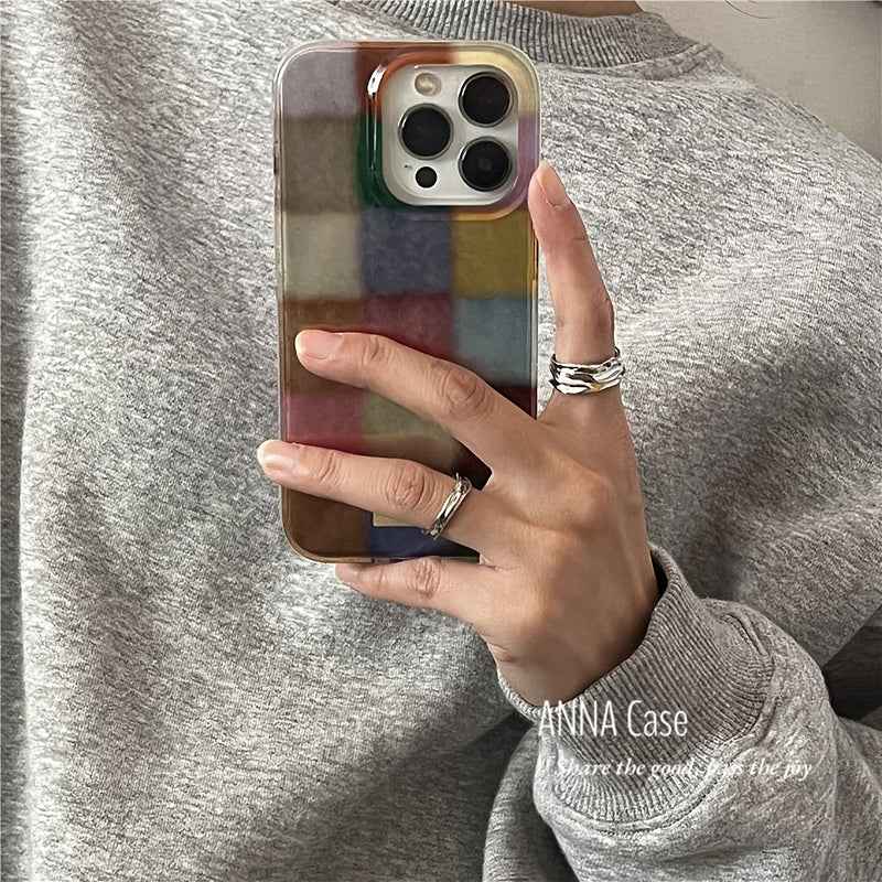 Colorful Square Check iPhone Case