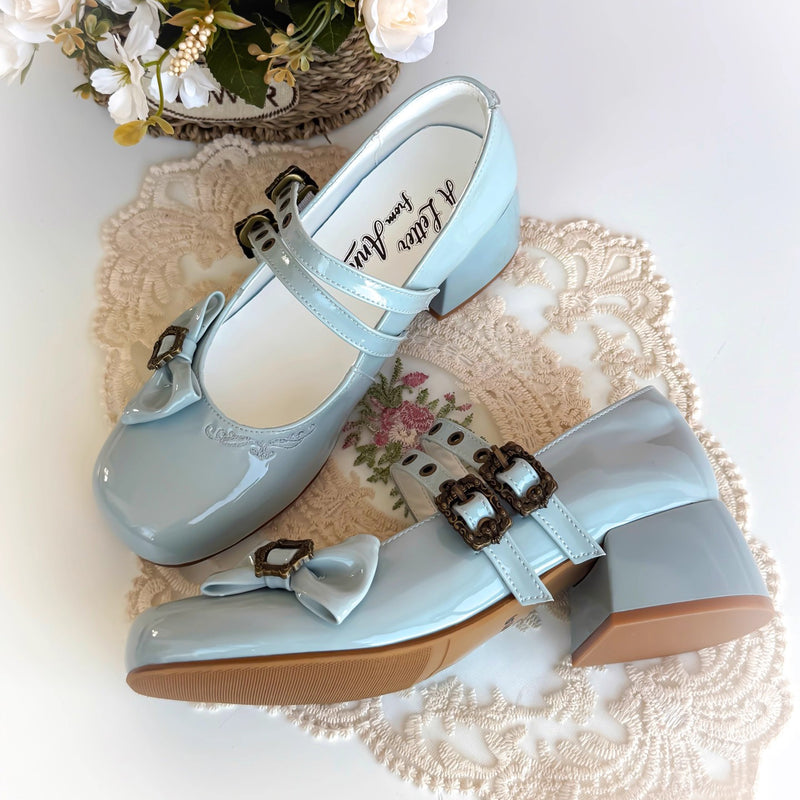 Ribbon Classical Mary Jane Shoes - Sky Blue[2026年3月上旬-3月下旬発送予定]