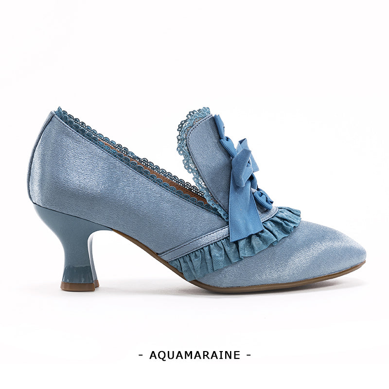 Marie Antoinette Satin Ribbon Heel Pumps - Aquamarine[2025年7月下旬-8月中旬発送予定]