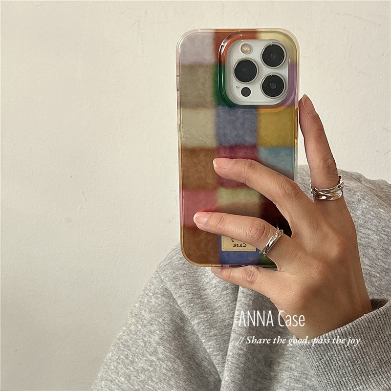 Colorful Square Check iPhone Case