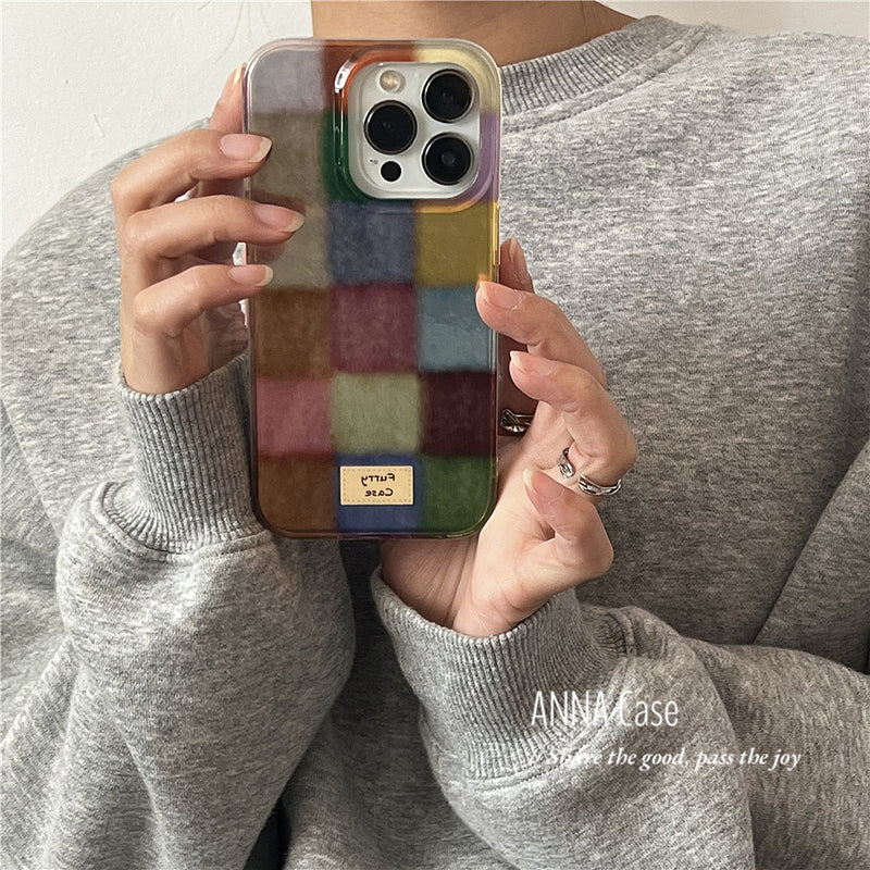 Colorful Square Check iPhone Case