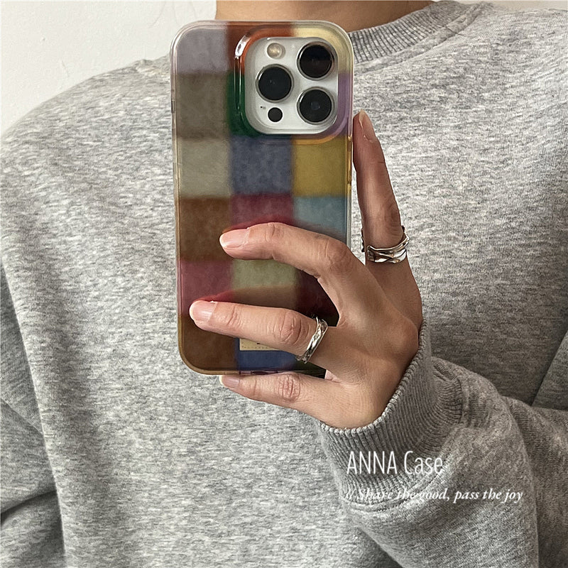 Colorful Square Check iPhone Case