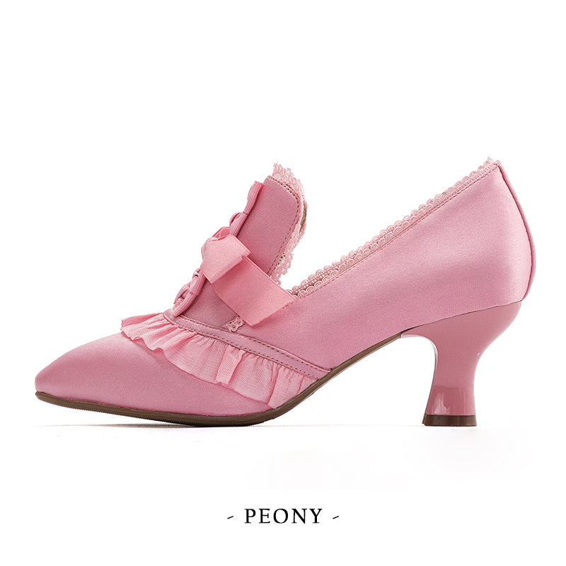 Marie Antoinette Satin Ribbon Heel Pumps - Peony[2025年7月下旬-8月中旬発送予定]