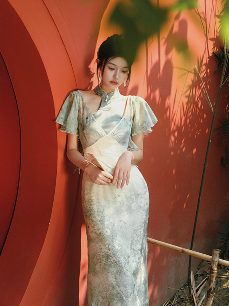 チャイナ風　ワンピースドレス　新品　CHANG CHEN身幅43cm