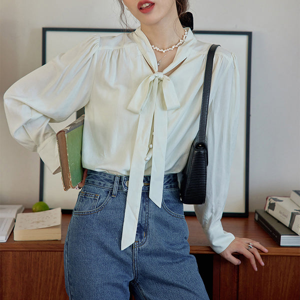 Western Lady's Ribbon Retro Blouse