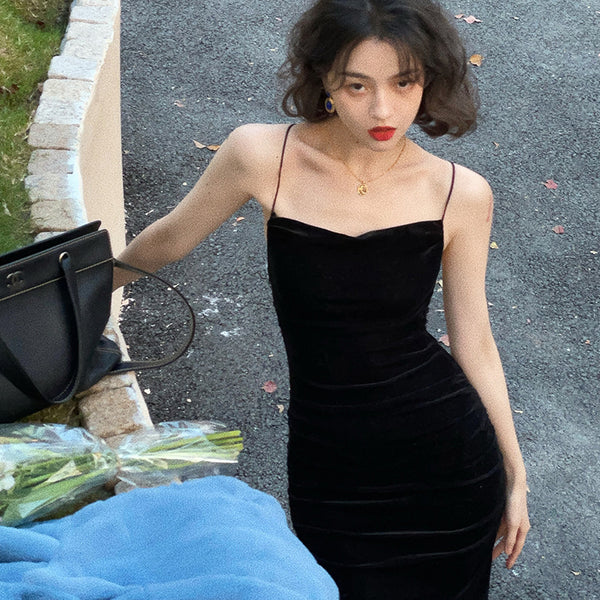 Lady's Ball Velvet Camisole Dress