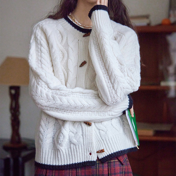 Aran-knit duffle cardigan