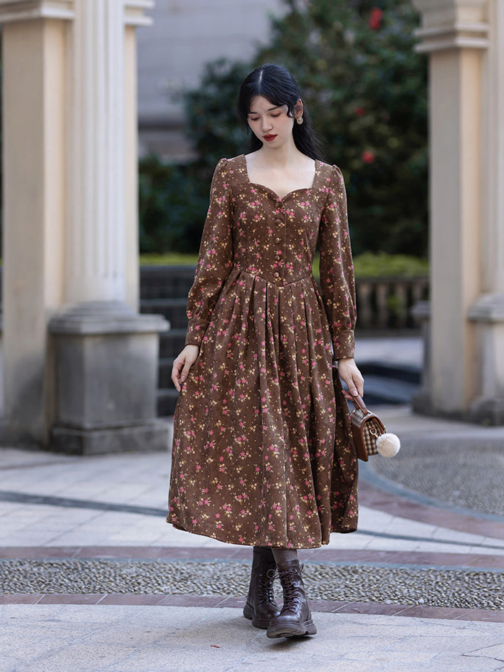 Floral 2024 corduroy dress