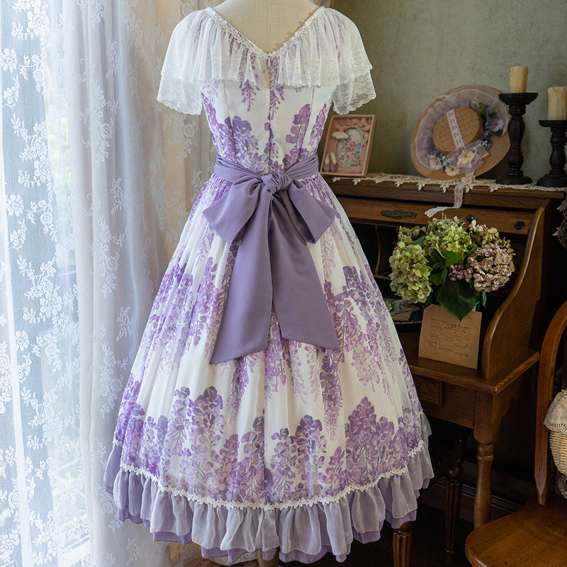 purple wisteria crowd elegant dress