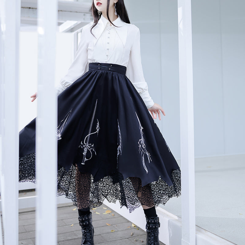 Black Magician's White Sword Pattern Skirt