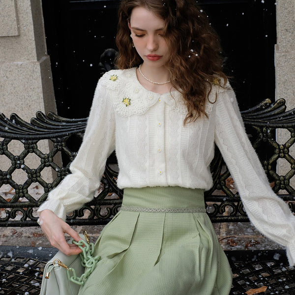 French blouse with floral embroidery 