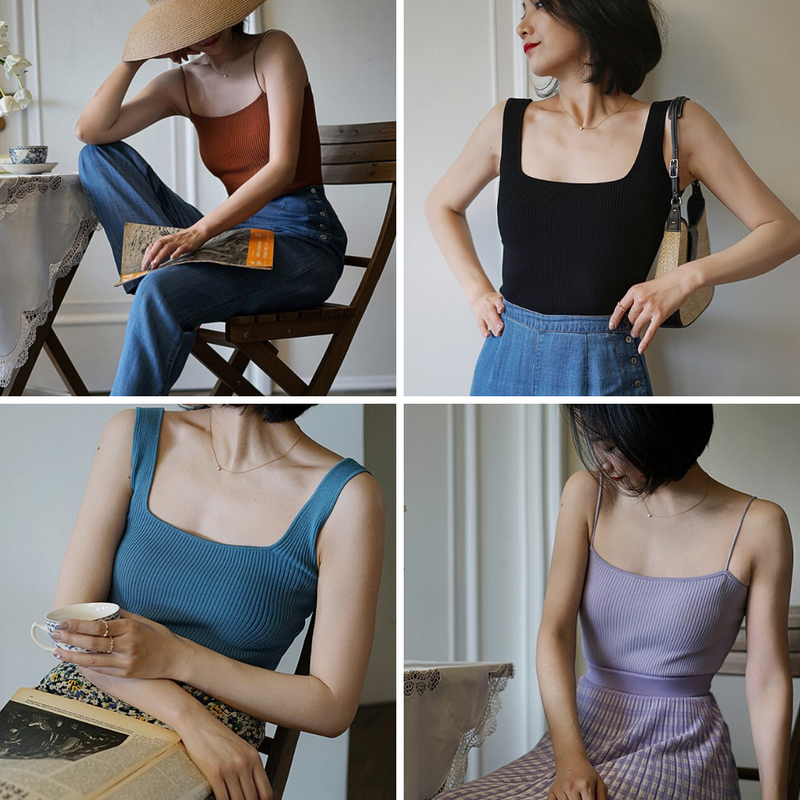 Leisure lady's knitted camisole and tank top
