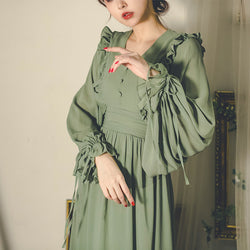 Blue and white horse lady retro dress