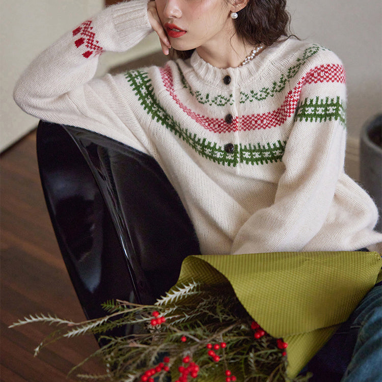 Fair Isle pattern knit sweater
