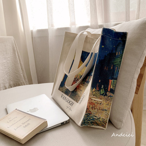 Cafe Terrace at NightTote bag