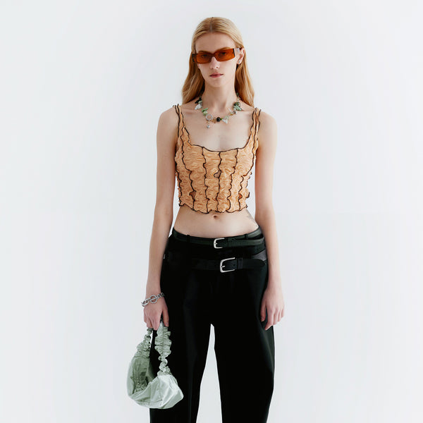Dubble Ruffle mesh tank top 