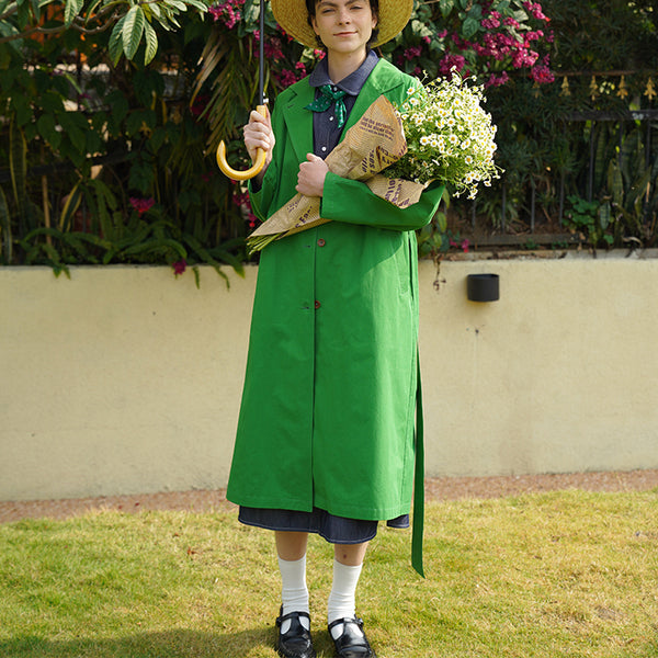Hanamoegi forest color convertible collar coat