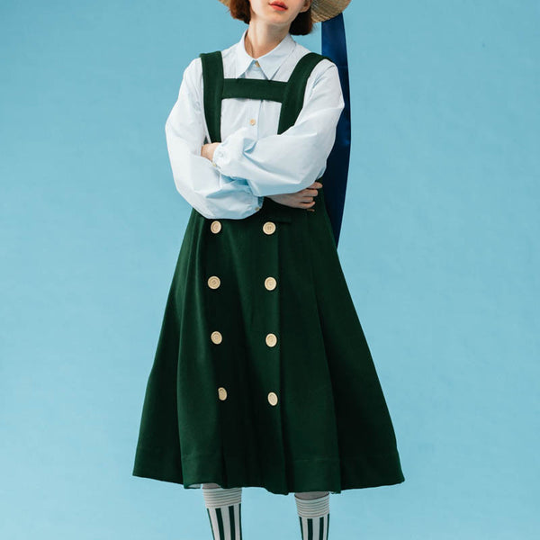 Dark green lady's wool strap skirt