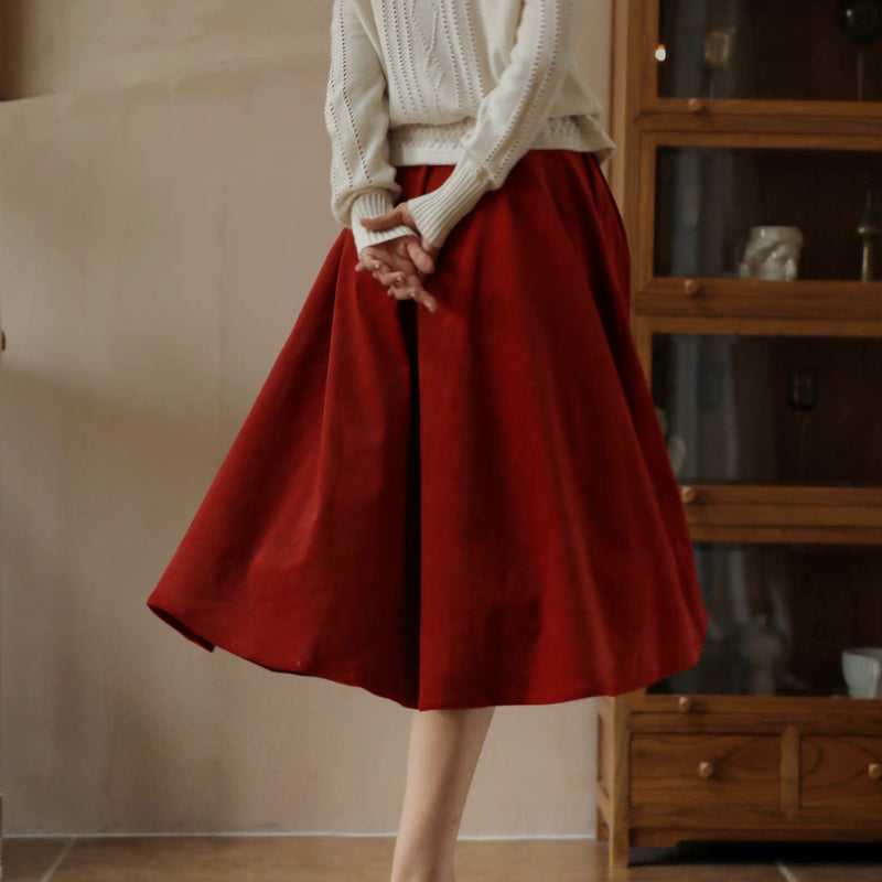 Crimson Lady Corduroy Umbrella Skirt