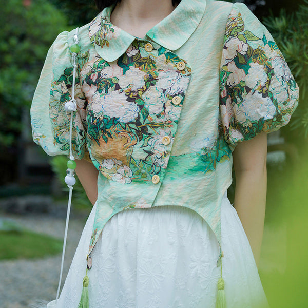 Vase rose tassel blouse