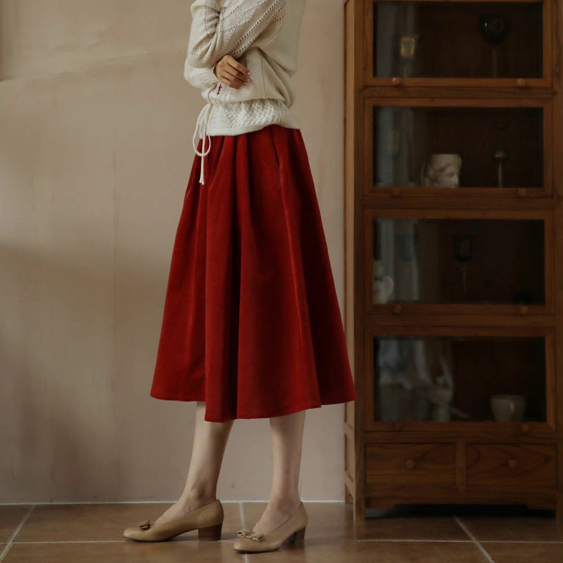 Crimson Lady Corduroy Umbrella Skirt