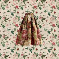 油彩画の花柄ヘップバーンスカート