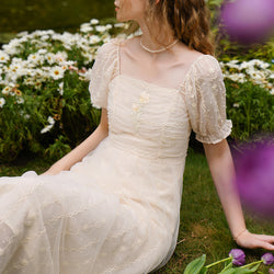 Queen Flower Embroidered French Dress 