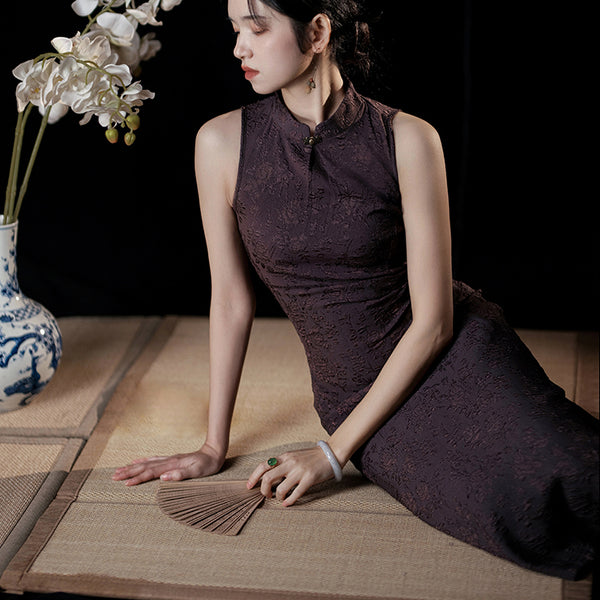 Purple Kite Floral Jacquard China Dress