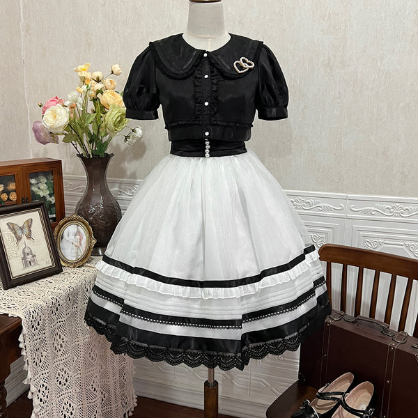 Pure white lady's embroidery classical jumper skirt and short tops [Scheduled to be shipped in mid-June 2023]