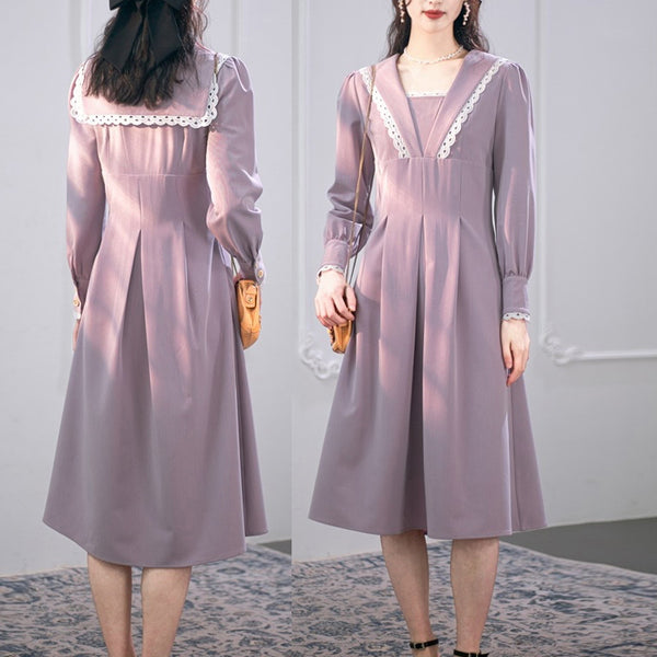 Gray purple lady's French dress