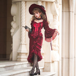 Crimson Lady Embroidered Gothic Dress