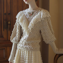 かぎ針編みの花刺繍ニットセーター – ManusMachina